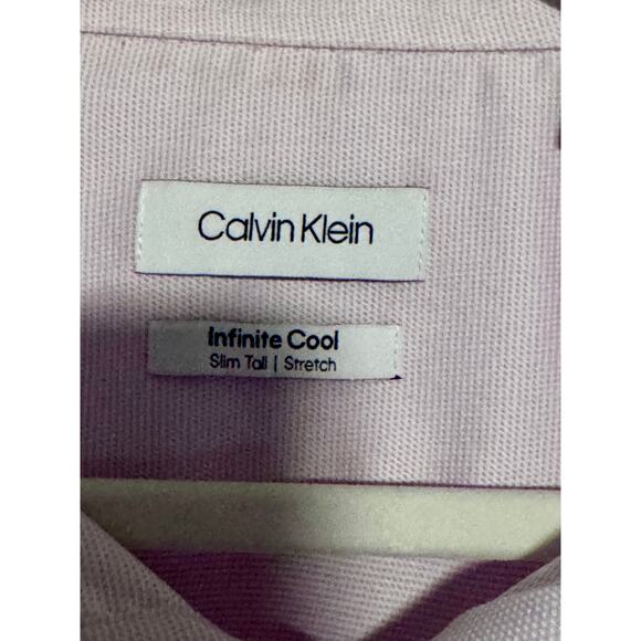 Calvin Klein Infinite Cool Men’s Dress Shirt 17.5 36/37 Slim Tall Stretch - Picture 4 of 8